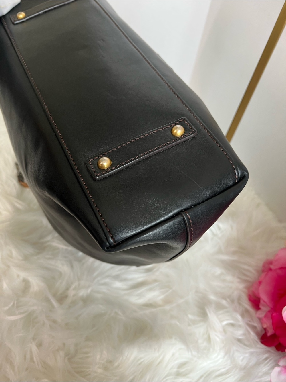 Dooney & Bourke Florentine Black Leather Copper Shoulder Bag - Picture 7 of 14